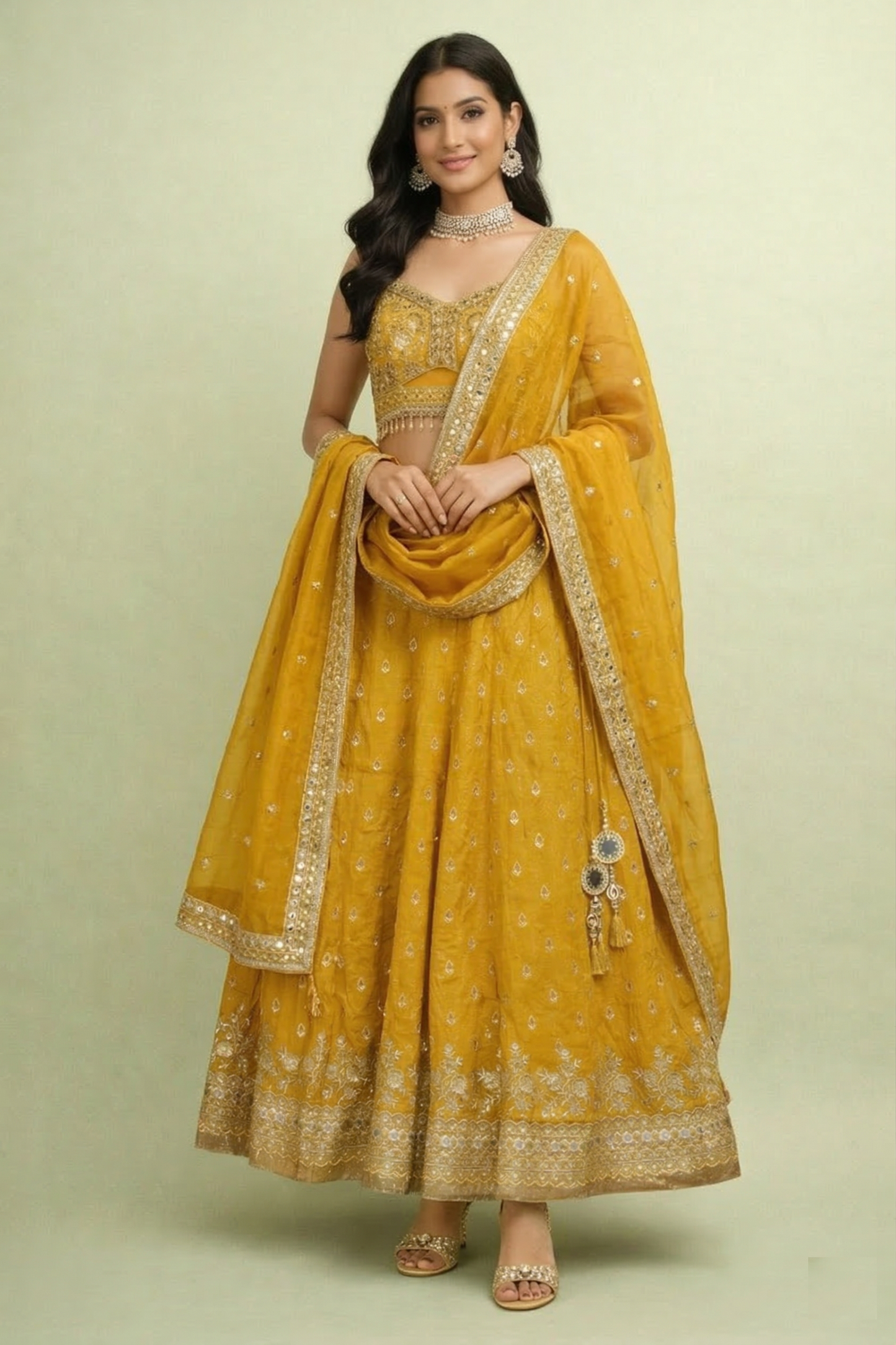 Mustard Colour Ghaghra Choli(LE-WGHC_3529)