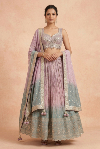 Onion Pink Colour Ghaghra Choli(LE-WGHC_3960)