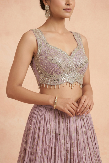 Onion Pink Colour Ghaghra Choli(LE-WGHC_3960)