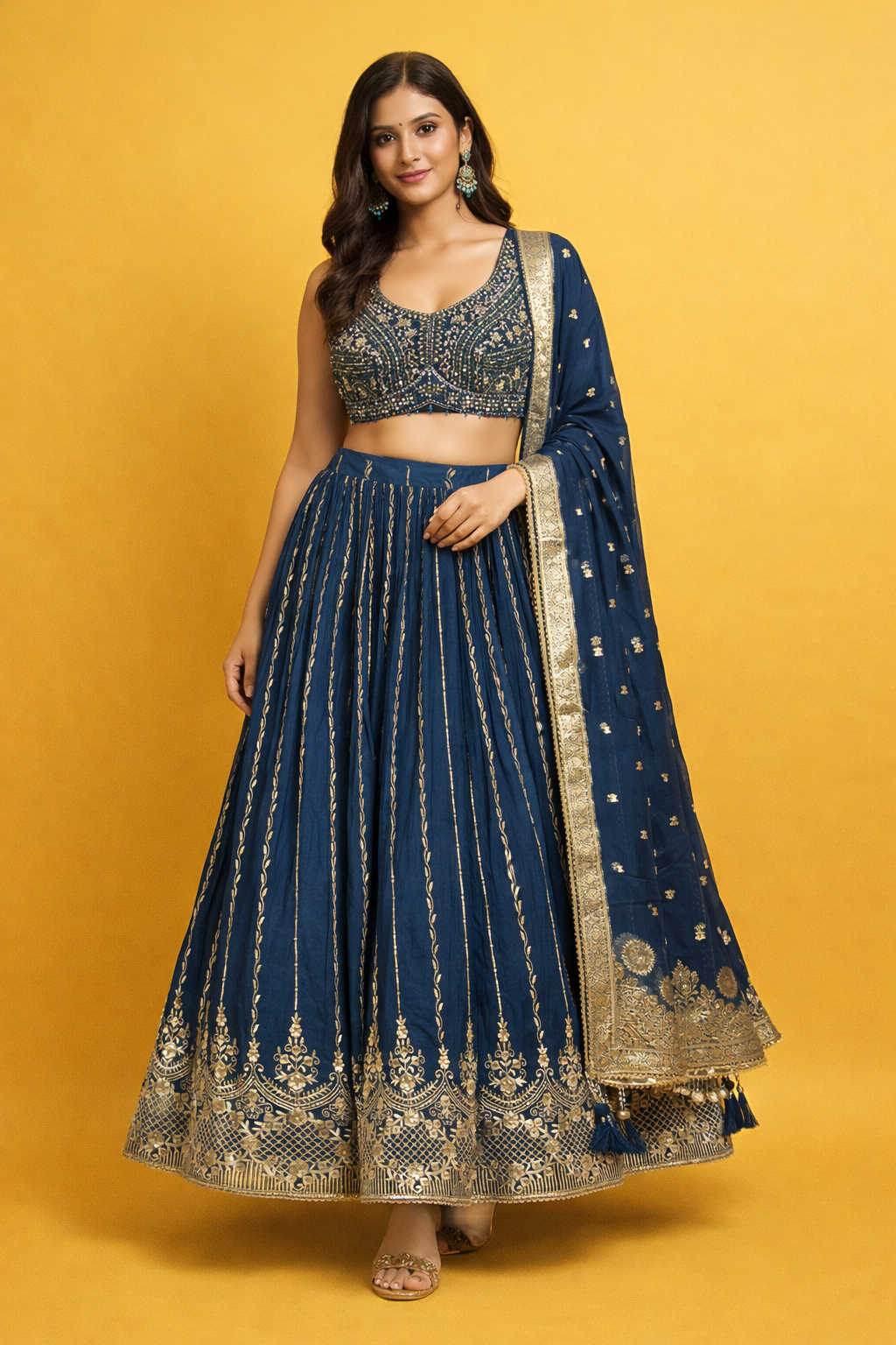 Navy Blue Colour Ghaghra Choli(LE-WGHC_9380)
