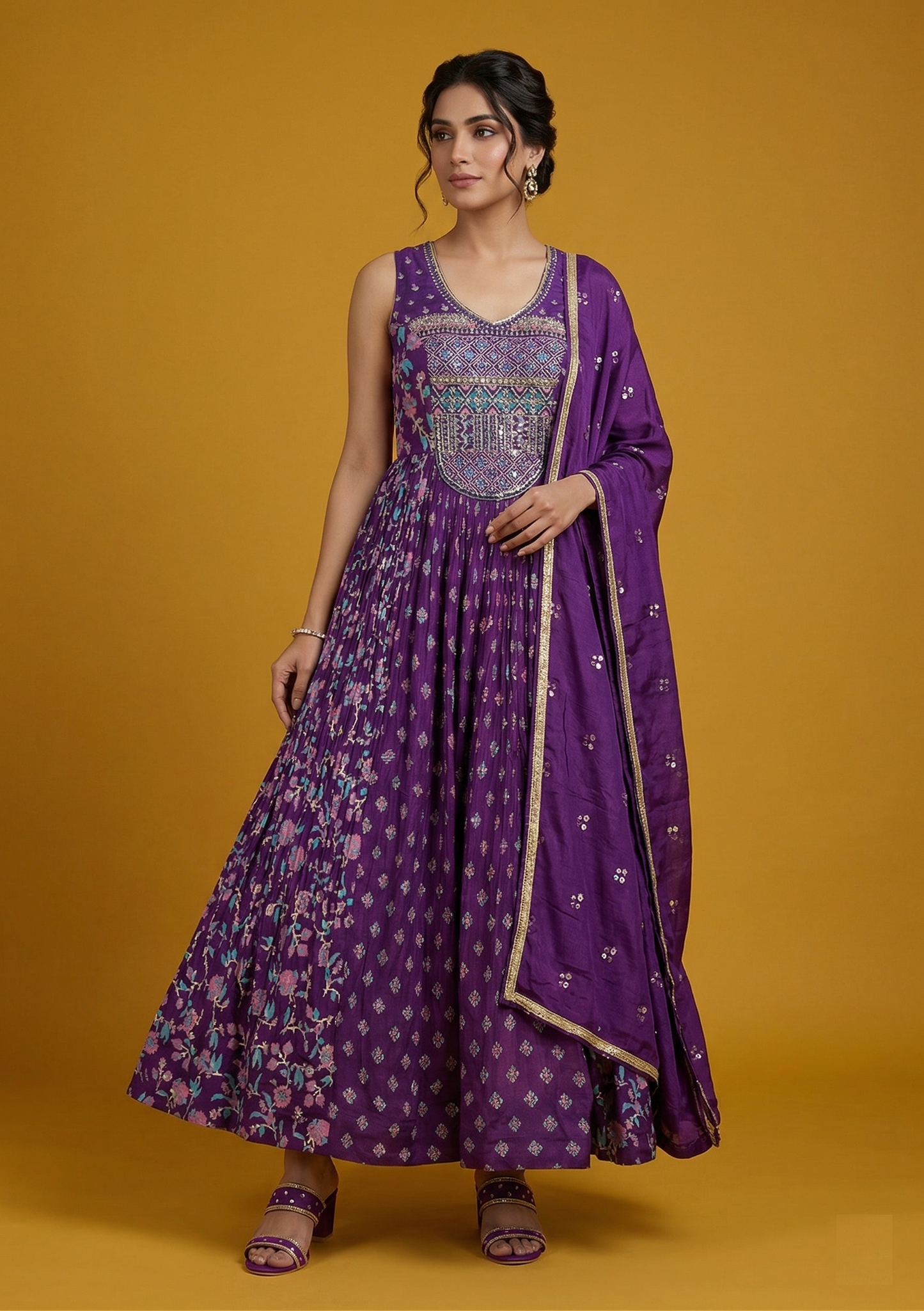 Purple Colour Gown(LE-WGWN_3872)