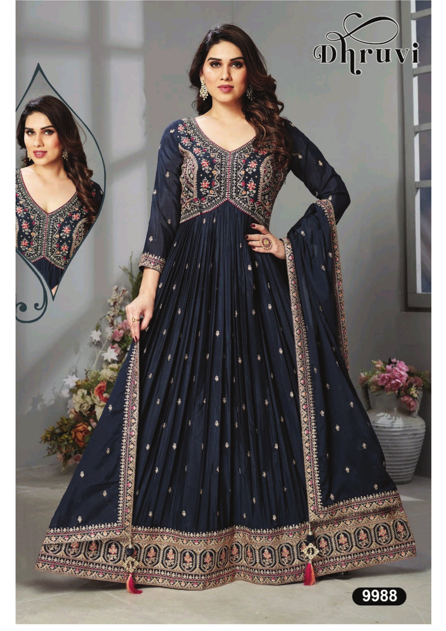 Navy Blue colour, Floor length Gown (LE-WGWN_9988)