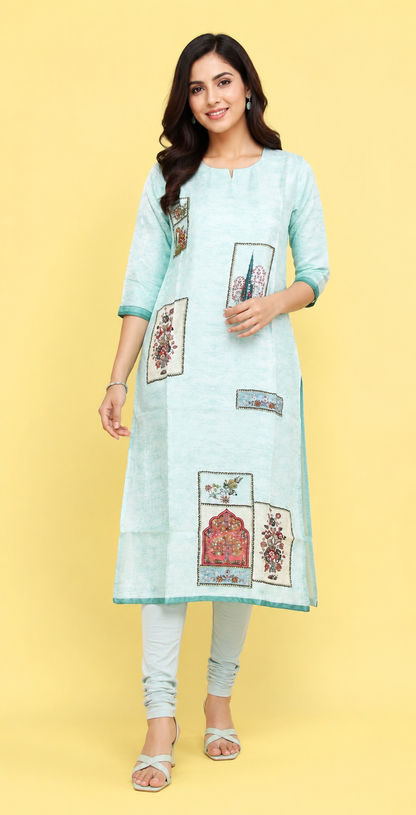 Pista Colour Kurti Set(LC-WKIC_9612)
