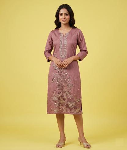 Onion Pink Colour Kurti Set(LC-WKIC_S 115)