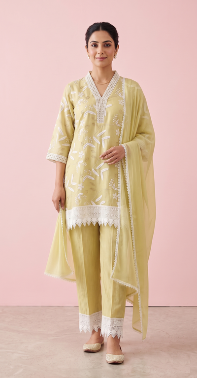Light Yellow Colour Pant Set(LE-WPNS_1657)