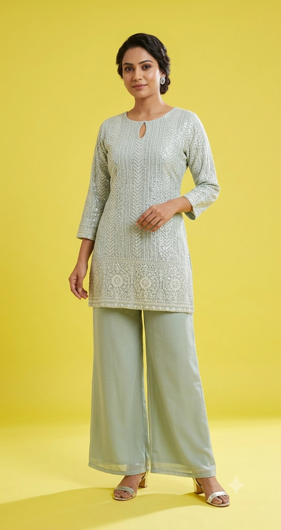 Pista Colour Pant Set Dupatta Not Included(LE-WPNS_1686)