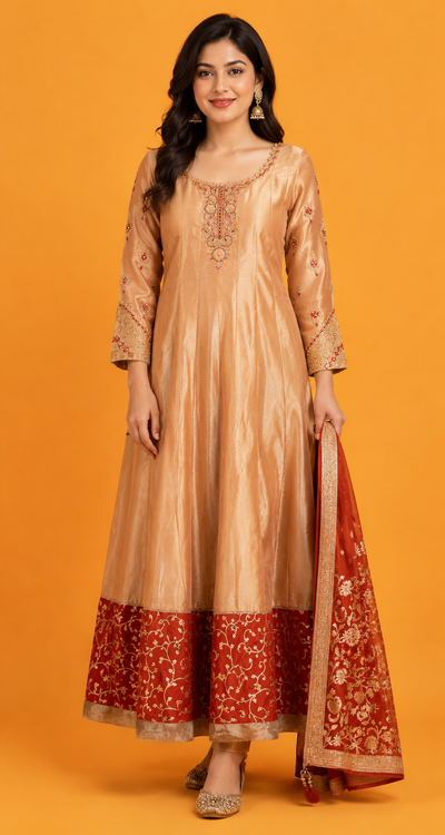 Peach Colour Anarkali Set(LE-WANK_3009)
