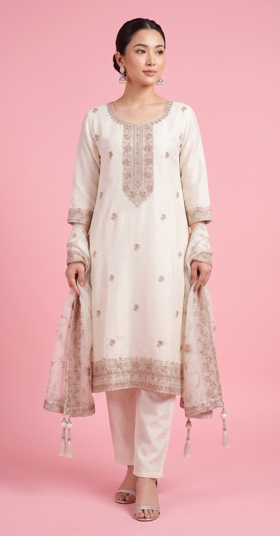 Cream Colour Pant Set(LE-WPNS_90483)