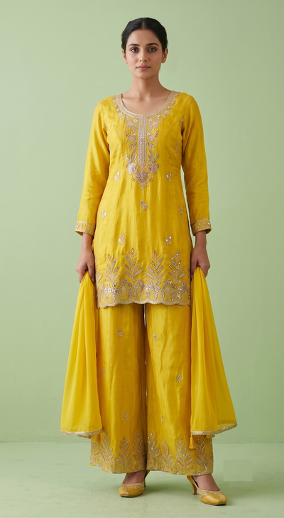 Mustard Yellow Colour Plazo Set(LE-WPZS_02)