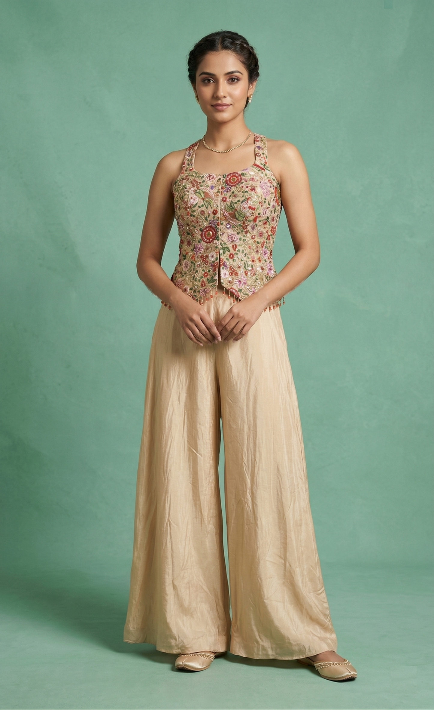 Beige Colour Plazo Set(LE-WPZS_10551)