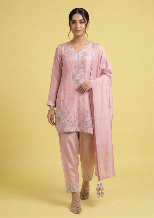 Pink Colour Plazo Set(LE-WPZS_1502)