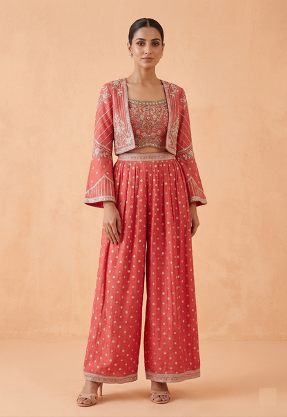 Pink Colour Plazo Set(LE-WPZS_2077)