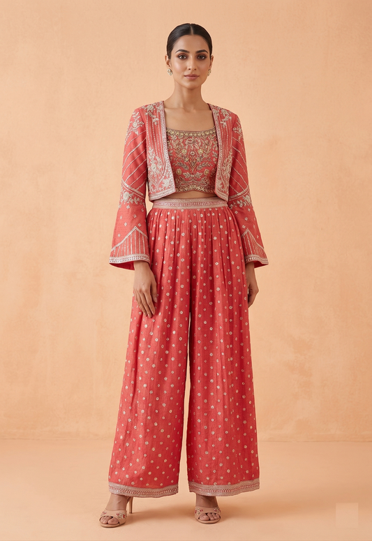 Pink Colour Plazo Set(LE-WPZS_2077)