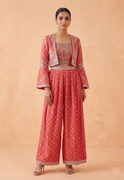 Pink Colour Plazo Set(LE-WPZS_2077)