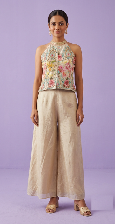 Cream Colour Plazo Set(LE-WPZS_2173)