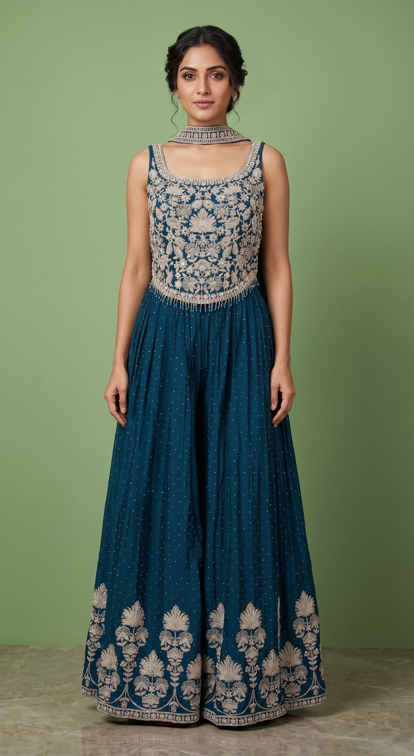 Blue Colour Plaazo Set(LE-WPZS_2830)