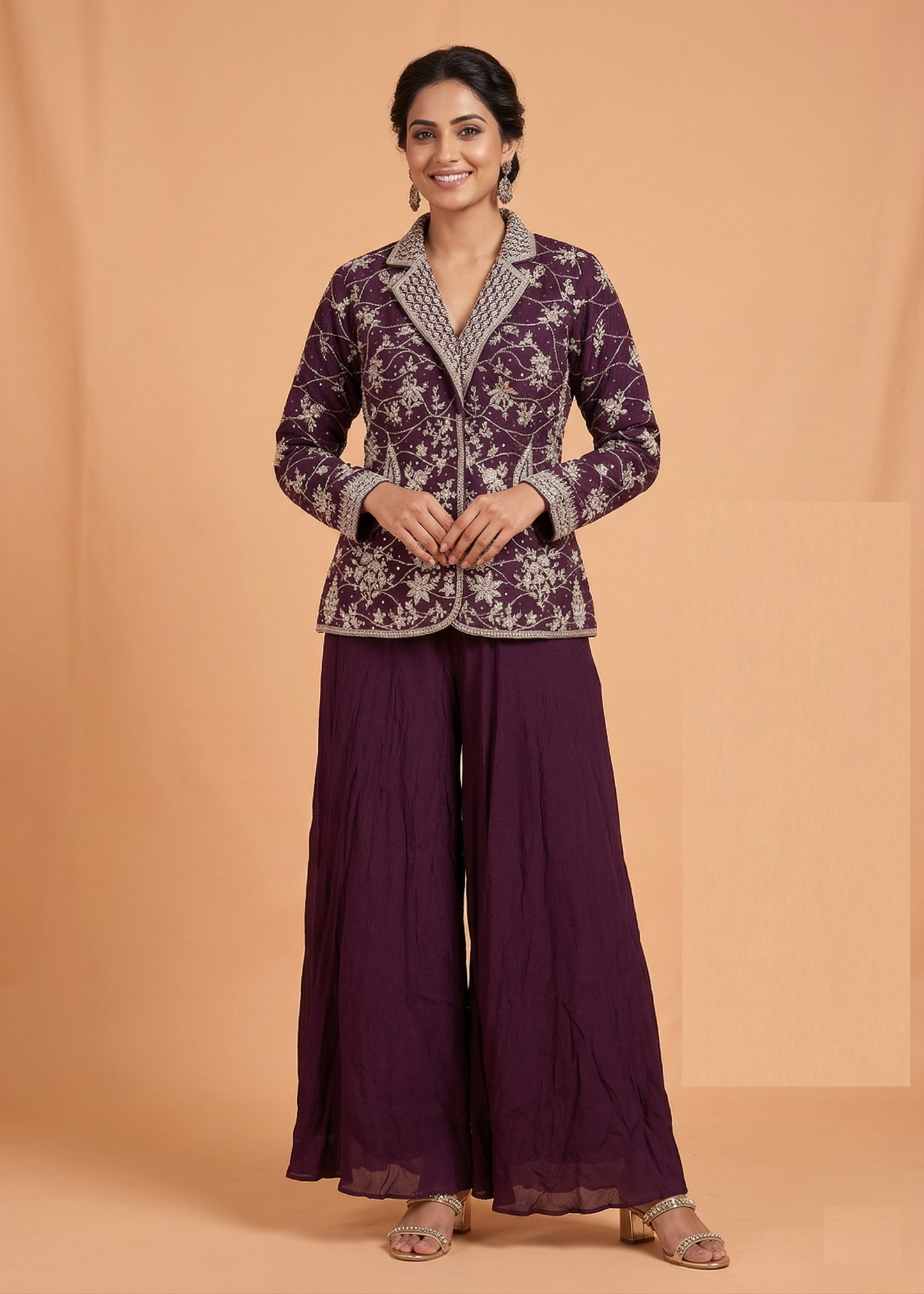 Wine Colour Plazo Set(LE-WPZS_29021)