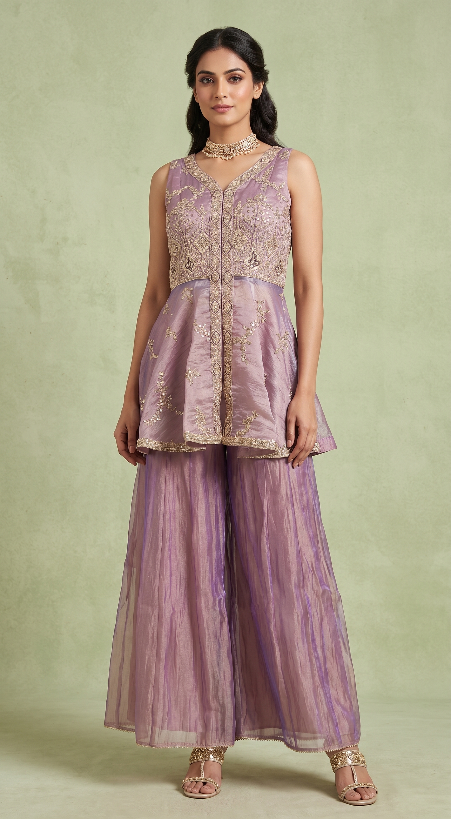 Lavender Colour Plazo Set(LE-WPZS_3065)