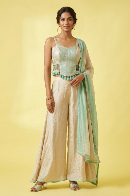 Mint Green Colour Plazo Set(LE-WPZS_3431)