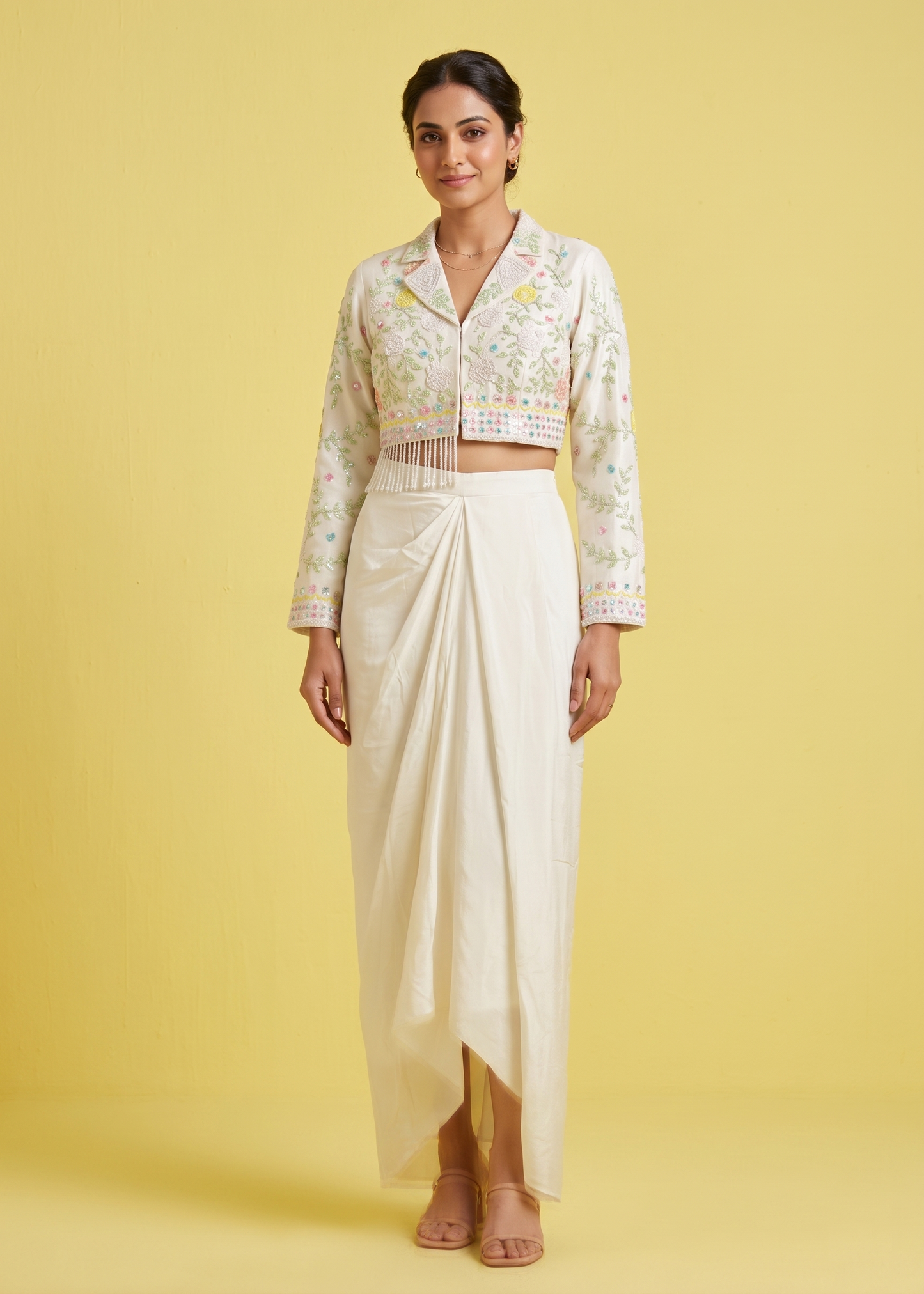 Cream Colour Plazo Set(LE-WPZS_69005)