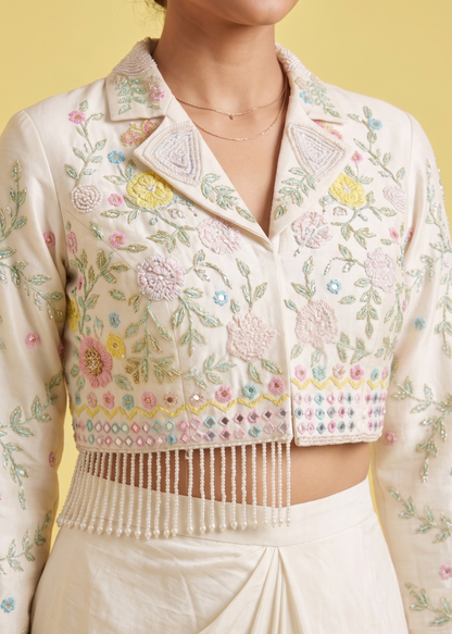 Cream Colour Plazo Set(LE-WPZS_69005)