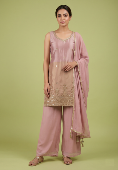 Onion Pink Colour Plazo Set(LE-WPZS_76166)