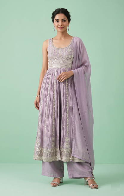 Lavender Colour Plazo Set(LE-WPZS_80130)