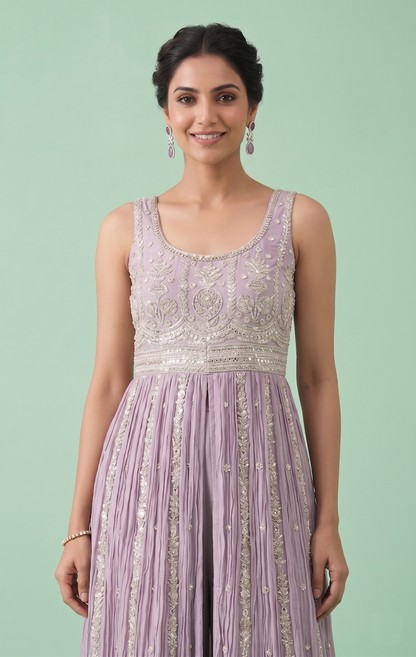 Lavender Colour Plazo Set(LE-WPZS_80130)