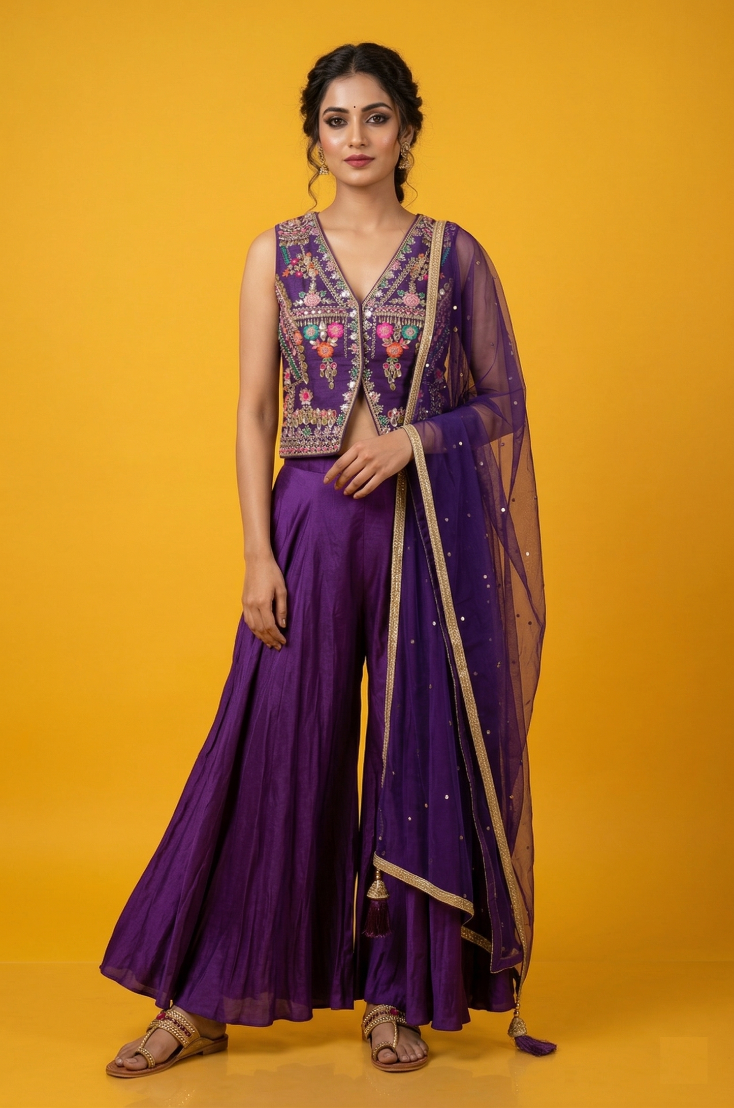 Purple Colour Plazo Set(LE-WPZS_8237)