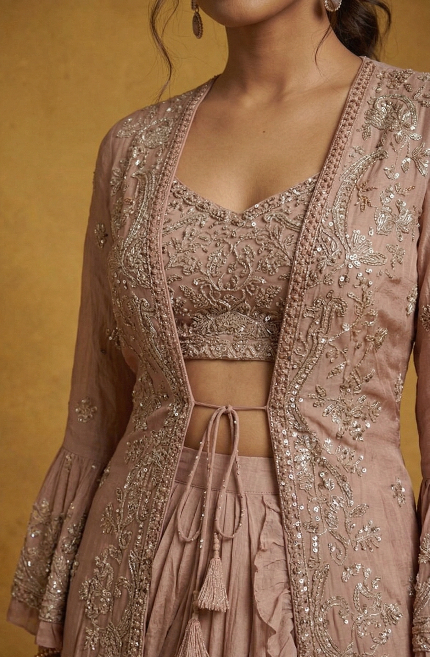 Dusty Rose Colour Dhoti Skirt Plazo Set(LE-WPZS_8733)