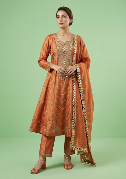 Orange Colour Short Anarkali Set(LE-WANK_9519)