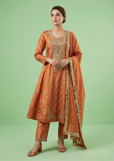 Orange Colour Short Anarkali Set(LE-WANK_9519)
