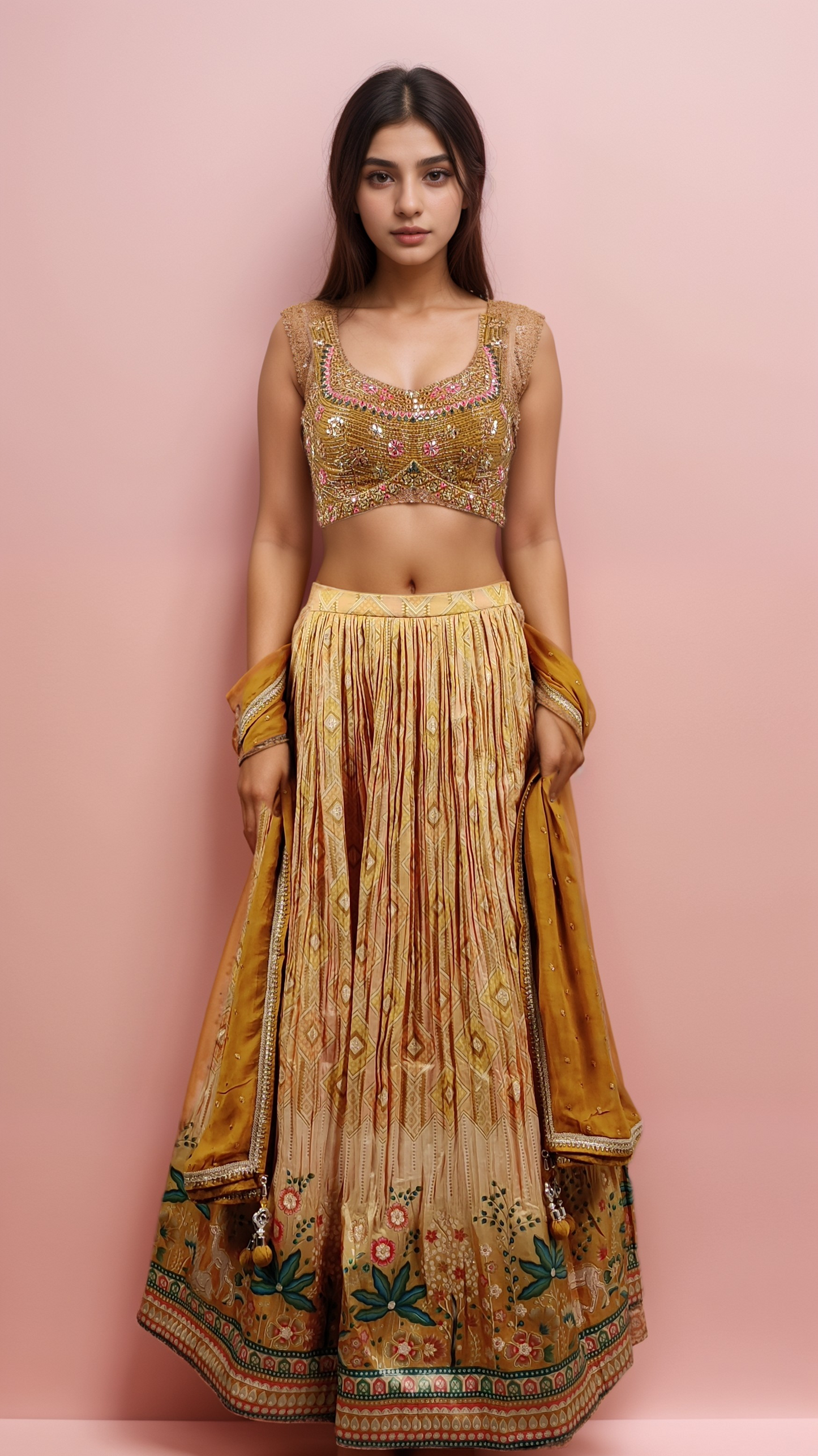 Mustard Colour Ghaghra Choli(LE-WGHC_4312)