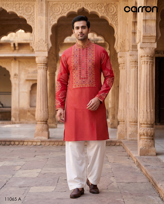 Red Colour Kurta Set(ME-MKUS_11065 A)