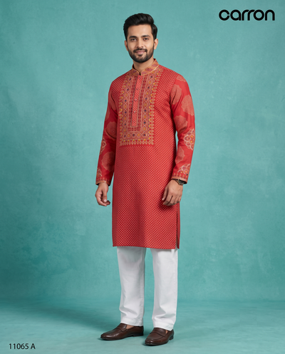 Red Colour Kurta Set(ME-MKUS_11065 A)