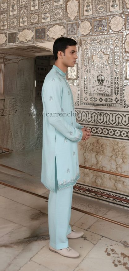Sky Blue Colour Kurta Set With Stole(ME-MKUS_KP 2062)