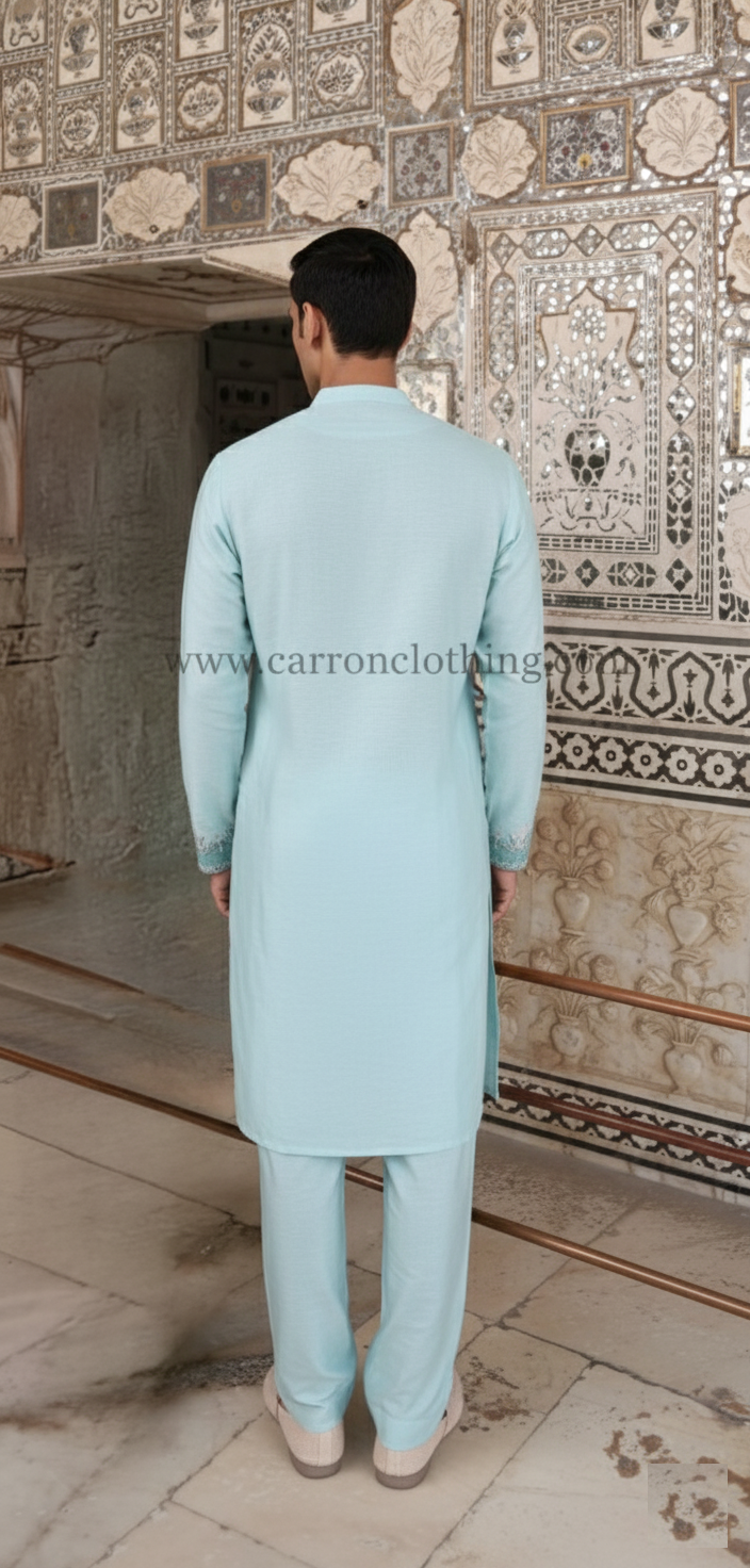 Sky Blue Colour Kurta Set With Stole(ME-MKUS_KP 2062)