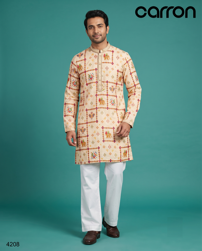 Beige Colour Kurta Set(ME-MKUS_4208)