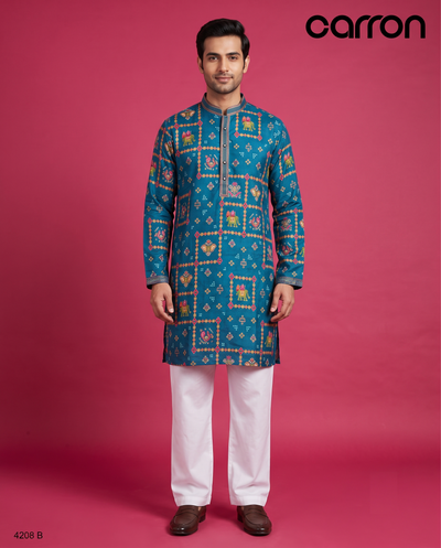 Teal Blue Colour Kurta Set(ME-MKUS_4208 B)
