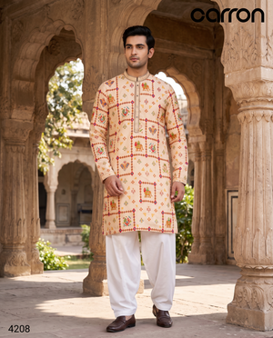 Beige Colour Kurta Set(ME-MKUS_4208)