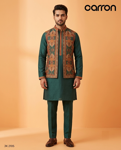 Bottle Green Colour Jacket Kurta Set(ME-MBUS_JK 2105)