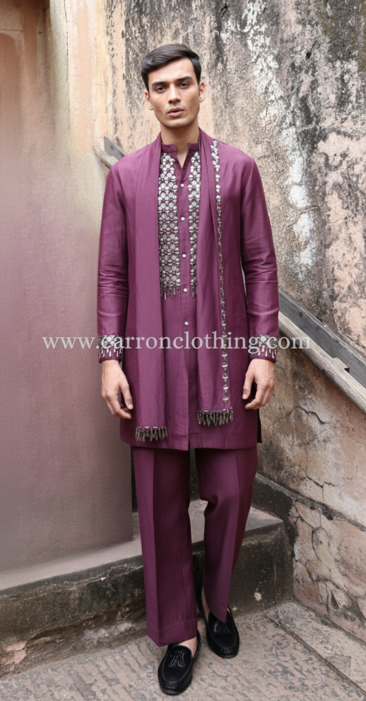 Wine Colour Kurta Set with Stole(ME-MKUS_ K 261)