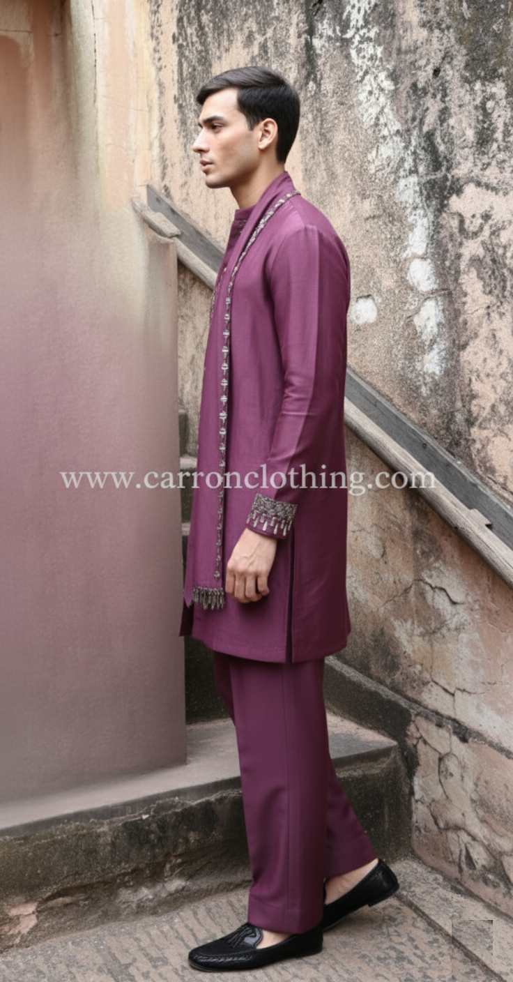 Wine Colour Kurta Set with Stole(ME-MKUS_ K 261)