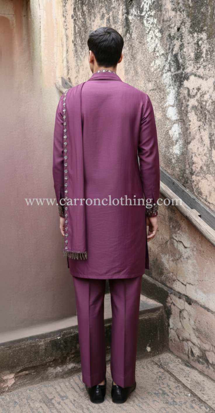 Wine Colour Kurta Set with Stole(ME-MKUS_ K 261)