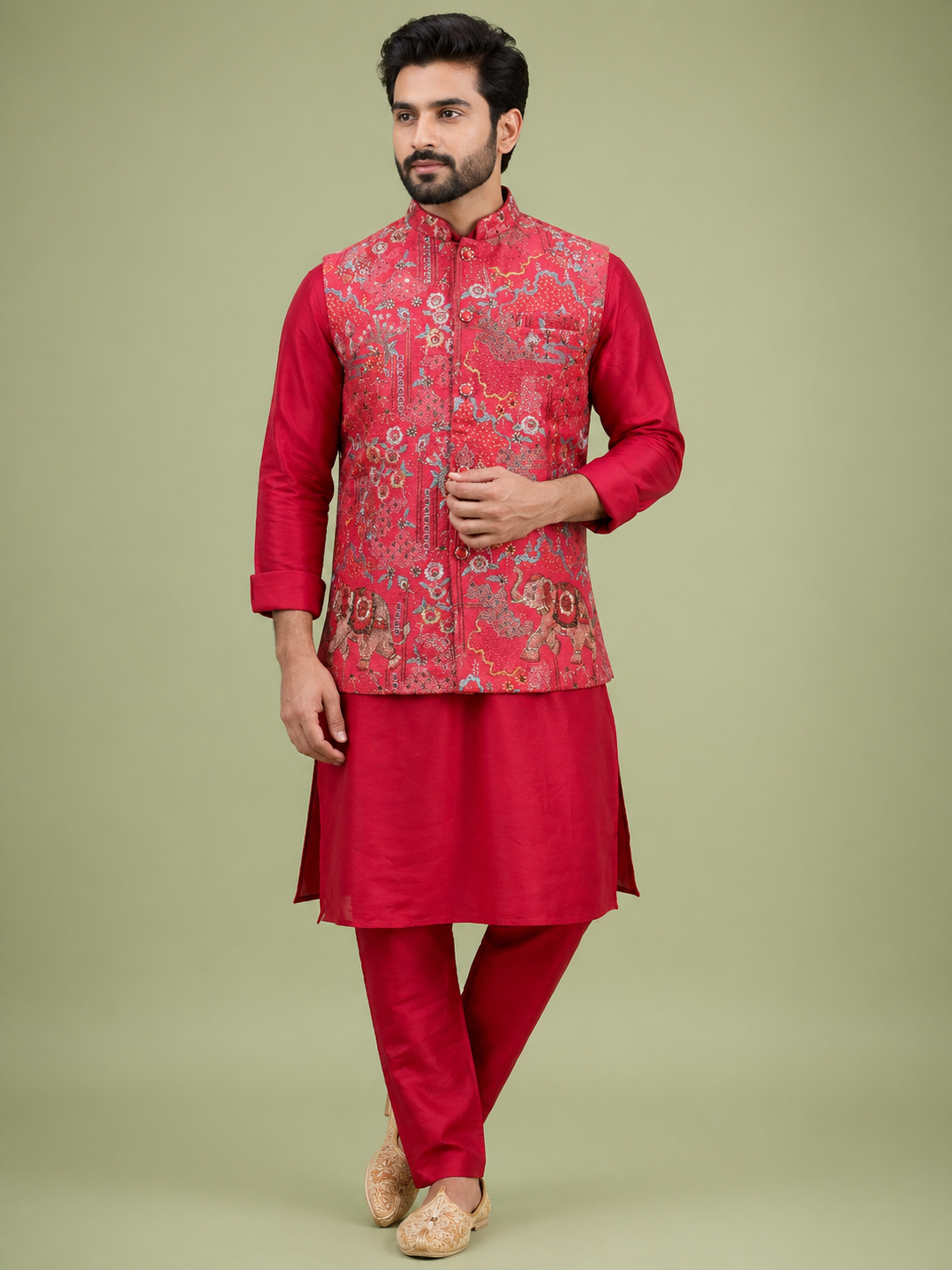 Red Colour Bundi Set(ME-MBUS_NEEDLE WORK MD)