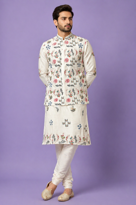 Cream Colour Bundi Set(ME-MBUS_SH 12995N.B)