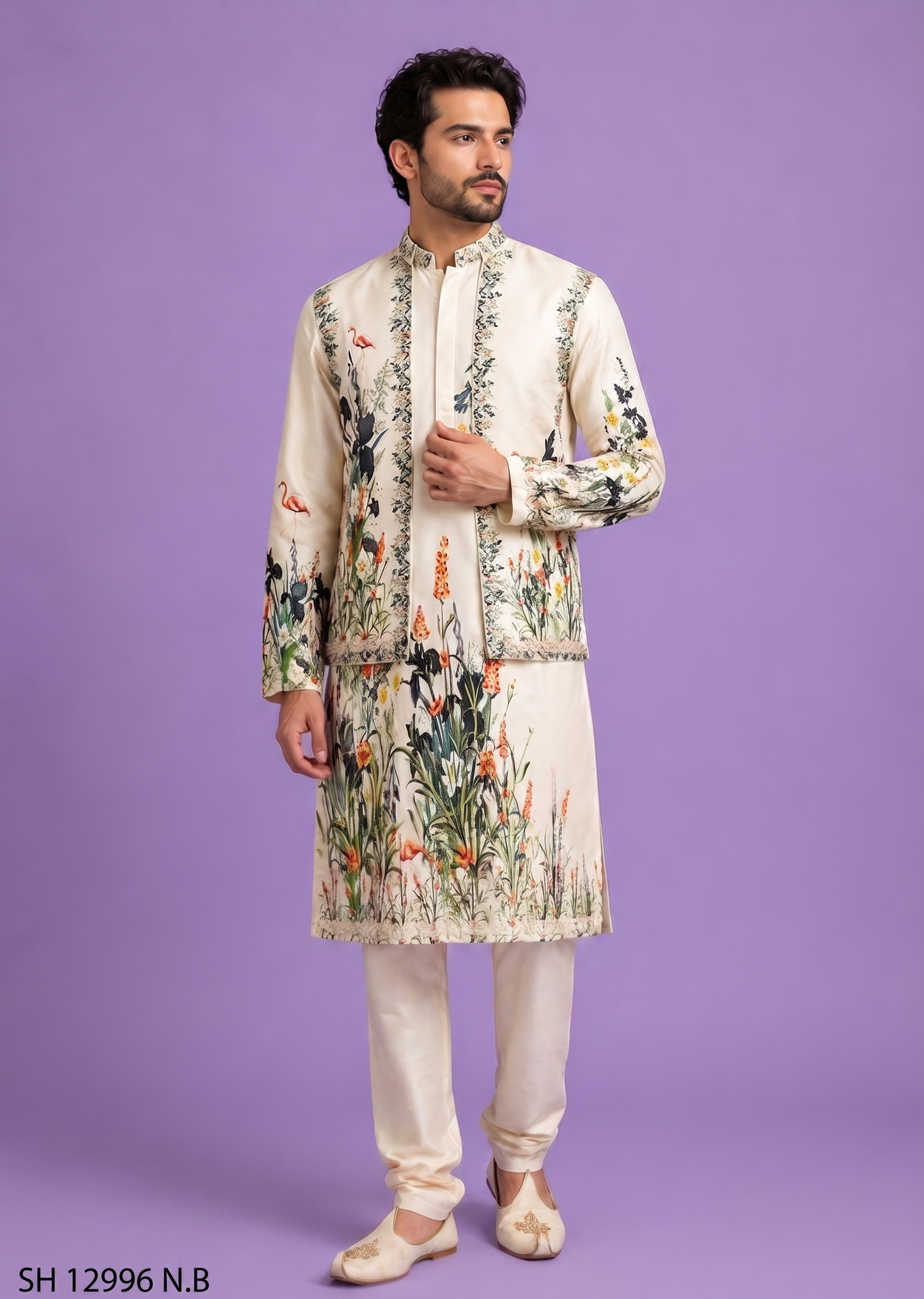 Cream Colour Bundi Set(ME-MBUS_SH 12996N.B)