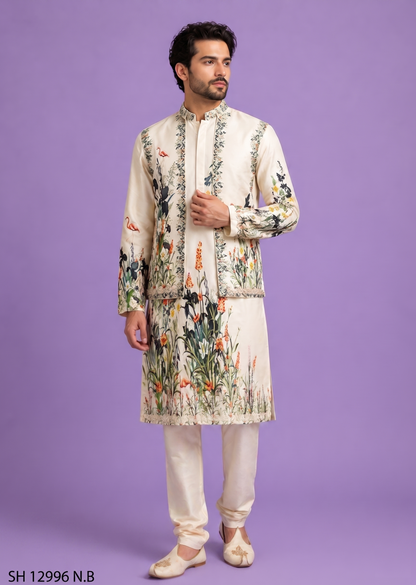 Cream Colour Bundi Set(ME-MBUS_SH 12996N.B)