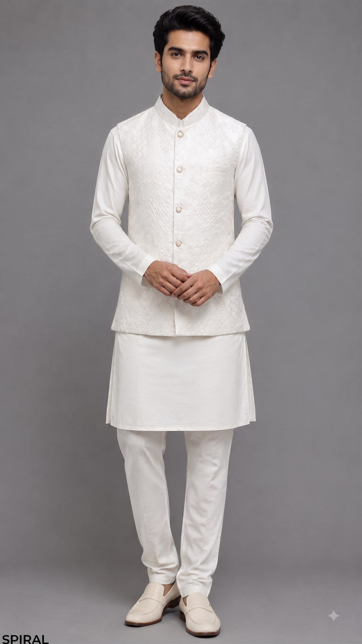 Cream Colour Bundi Set(ME-MBUS_SPIRAL)