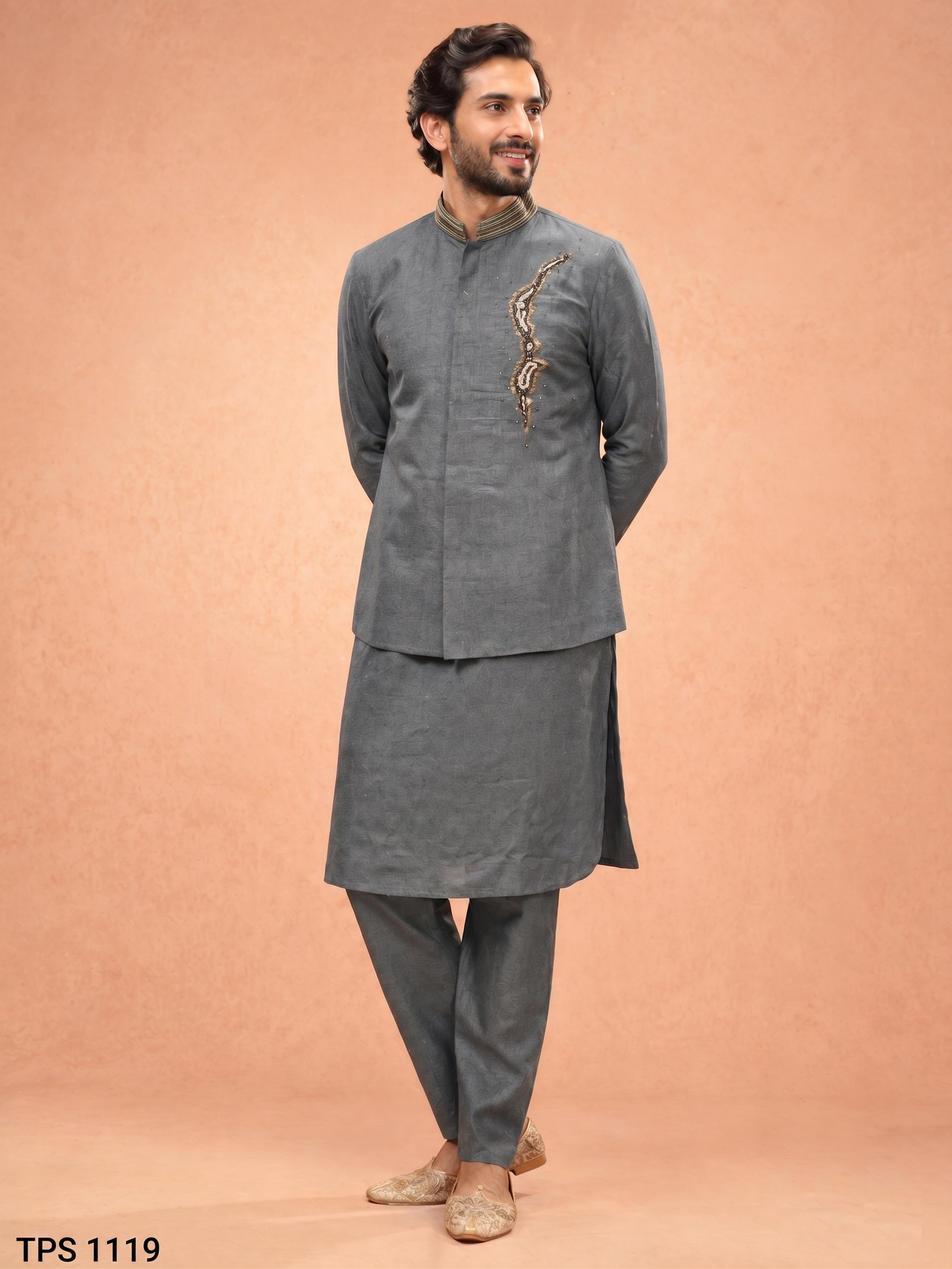 Bottle Green Colour Bundi Set(ME-MBUS_TPS 1119)